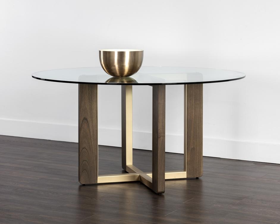 Rejane Dining Table Base - Gold - Raw Umber by Sunpan