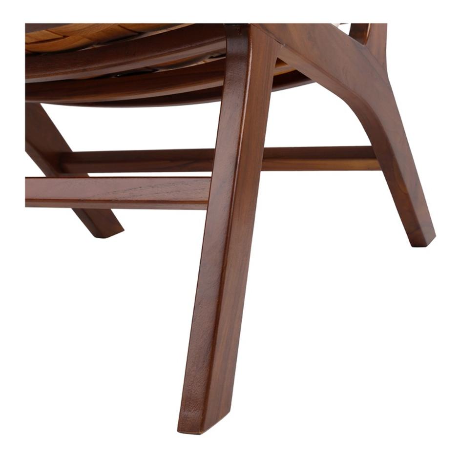 Loria Teak Accent Chair w/ PU Cushion, Cinnamon Brown by New Pacific Direct