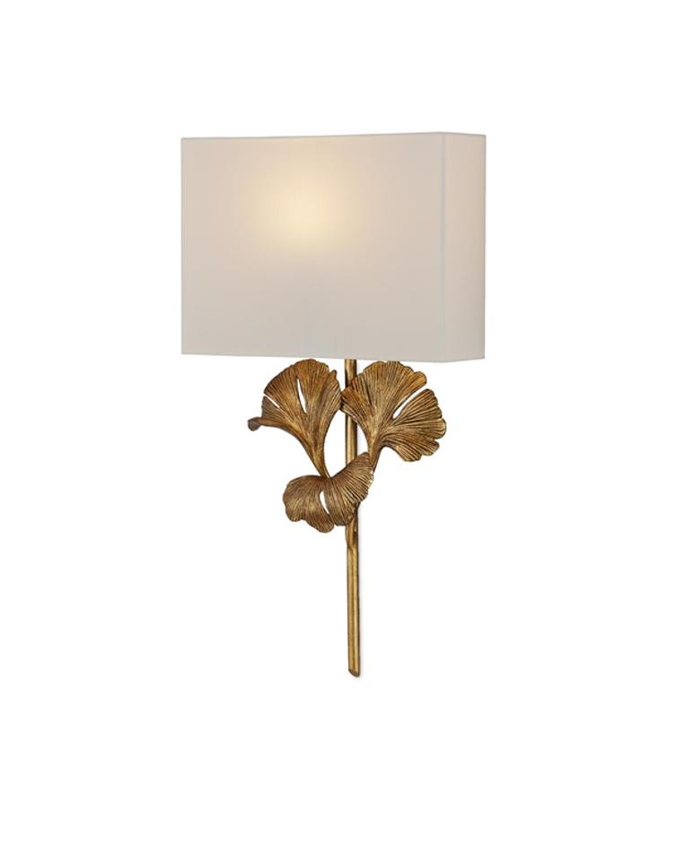 Gingko Gold Wall Sconce In Chinois Antique Gold Leaf by Currey & Company