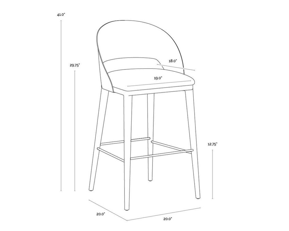 DEZIRAE BARSTOOL - ANTIQUE BRASS - CHARCOAL BLACK LEATHER by Sunpan
