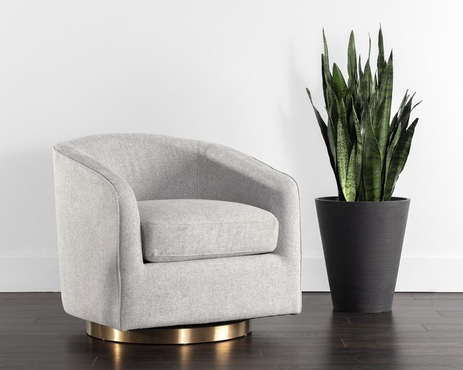 Hazel Swivel Lounge Chair - Belfast Heather Grey by Sunpan