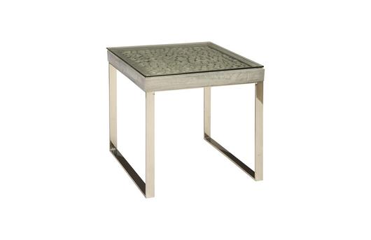 Driftwood Side Table, Wood, Glass, Stainless Steel Base, Scaff Finish by PHILLIPS COLLECTION
