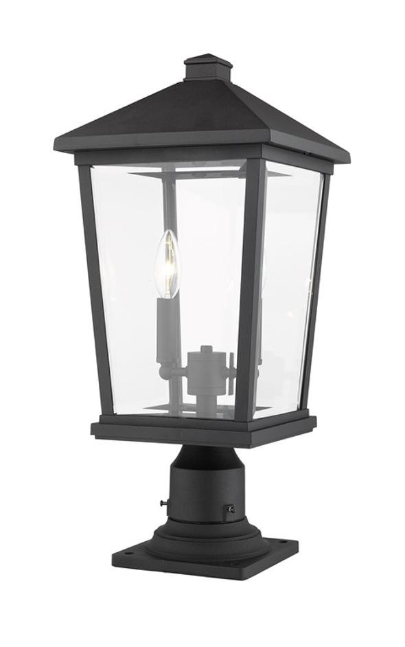 Beacon 2 Light Outdoor Pier Mounted Fixture in Black Finish by Z-Lite