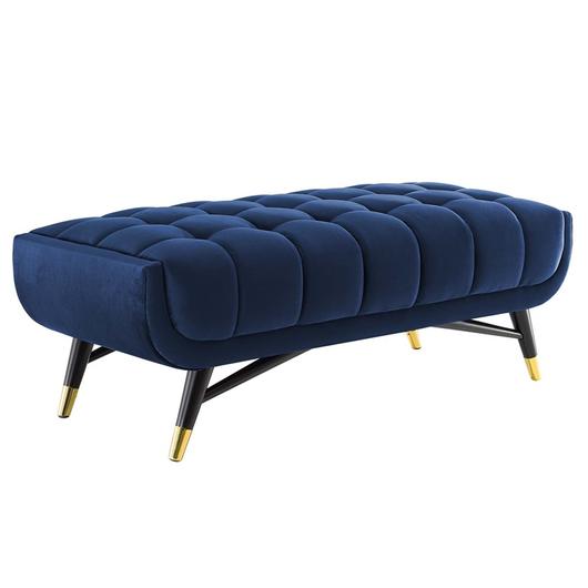 Scholar 47.5" Performance Velvet Bench In Midnight Blue by Modway Furniture