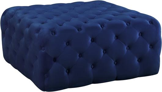 Laurie Ottoman/Bench In Navy Velvet by Meridian Furniture