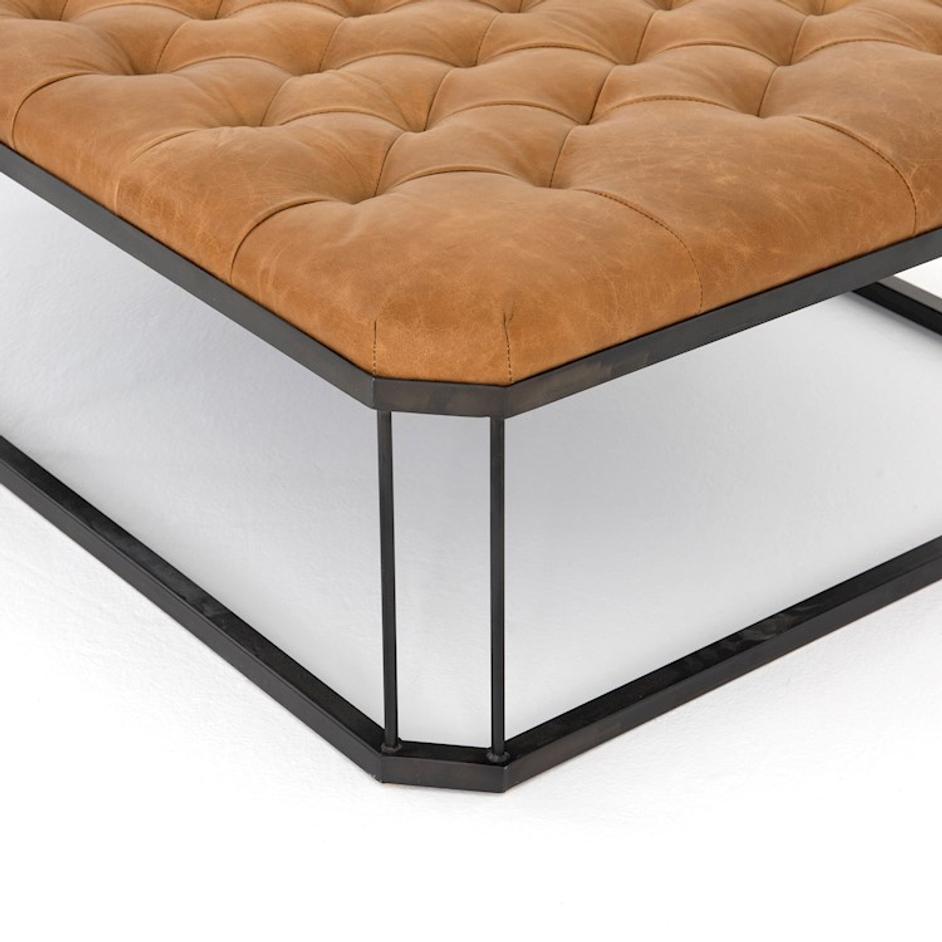Isle Leather Ottoman-Brandy by FOUR HANDS