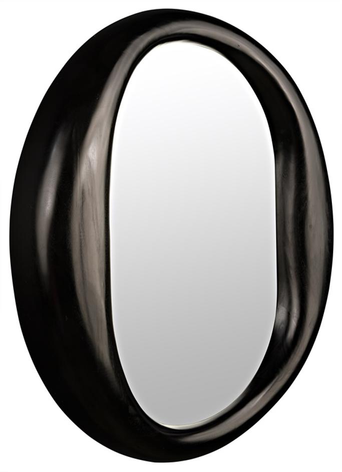 Oh Mirror in Charcoal Black Sungkai/Mindi Wood and Glass by Noir Furniture