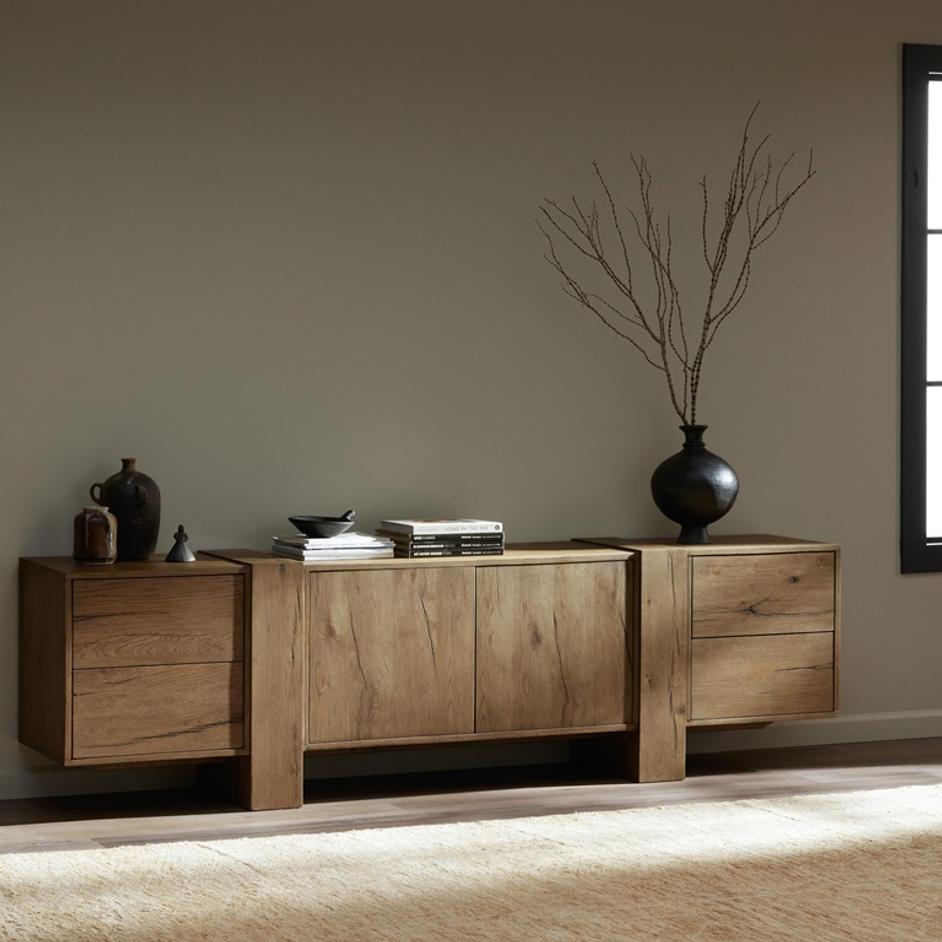 Fisher Media Console in Rustic Amber Oak by FOUR HANDS