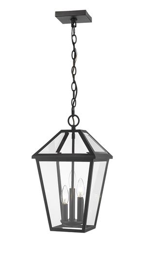 Talbot 3 Light Outdoor Chain Mount Ceiling Fixture in Black Finish by Z-Lite