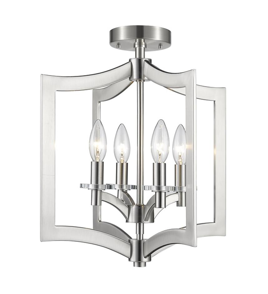 Zander 4 Light Semi Flush Mount in Brushed Nickel Finish by Z-Lite