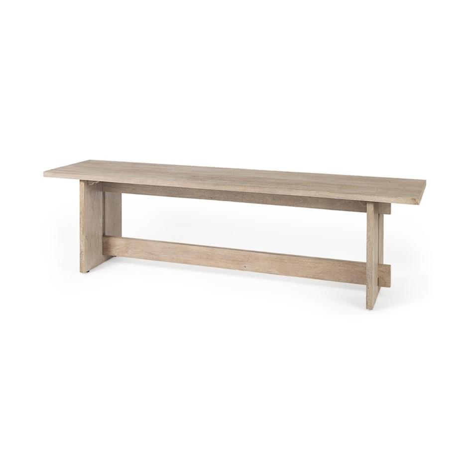 Aida 18H Light Gray Wood Dining Bench by Mercana
