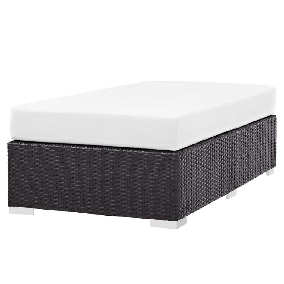 Minerva Outdoor Patio Fabric Rectangle Ottoman In Espresso White by Modway Furniture