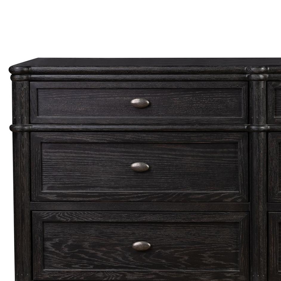 Toulouse 9 Drawer Dresser In Dstrssd Black by FOUR HANDS