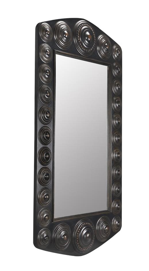 Nanna Mirror, Hand Rubbed Black with Light Brown Trim by Noir Furniture