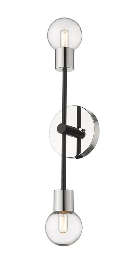 Neutra 2 Light Wall Sconce in Matte Black + Polished Nickel Finish by Z-Lite