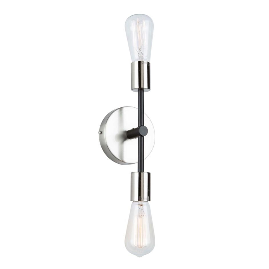 Truro 2 Light Wall Light in Black & Brushed Nickel by Artcraft
