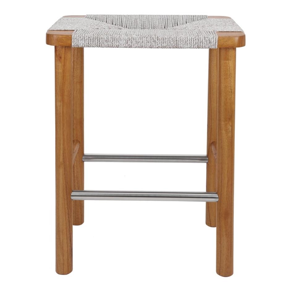 Elio Wood Counter Stool w/ Rope, Natural/Sand Lace by New Pacific Direct