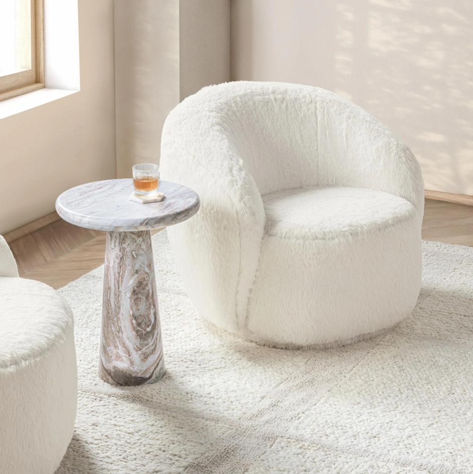 Adley Plush Swivel Chair - Vanilla by Classic Home