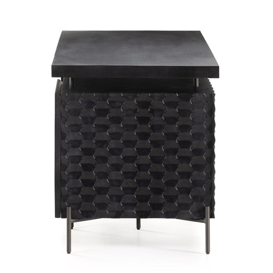 Raffael Desk In Carved Black Wash by FOUR HANDS
