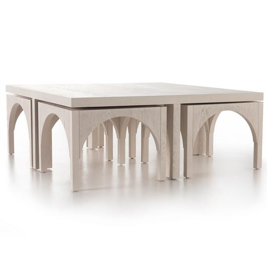 Amara Coffee Tbl W/Nesting Arch Stls In Wht by FOUR HANDS