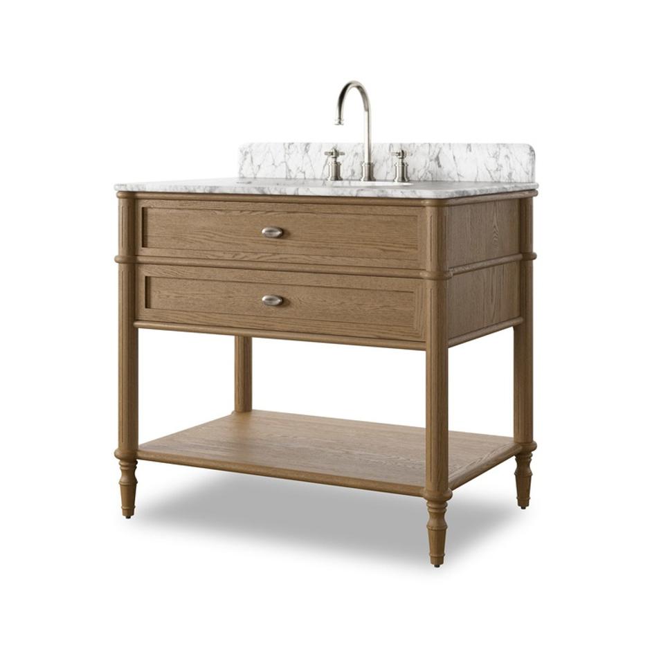 Toulouse Single Vanity - Washed Blonde Oak Veneer by Four Hands