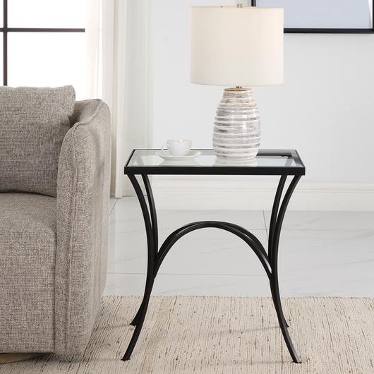 Alayna Black Metal & Glass End Table by Uttermost