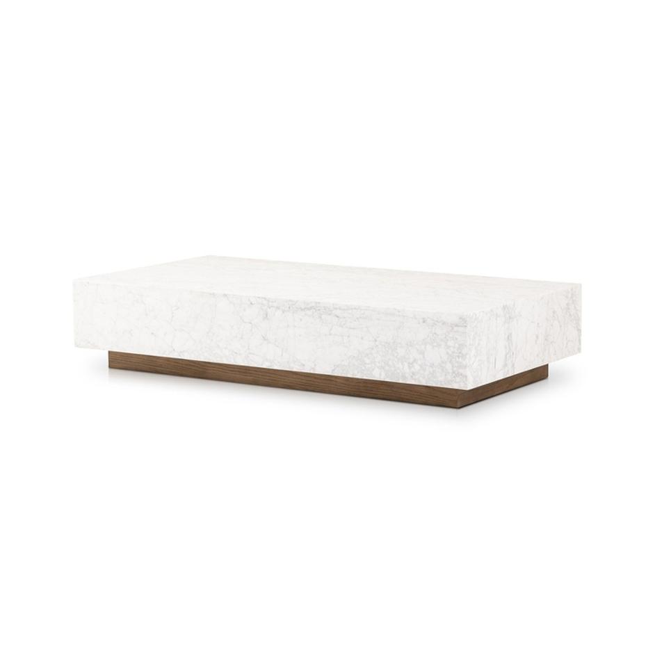 Masera Marble Coffee Table - White Carrara Marble by Four Hands
