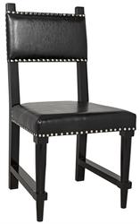 Kerouac Birch Chair in Distressed Black Leather by Noir Furniture