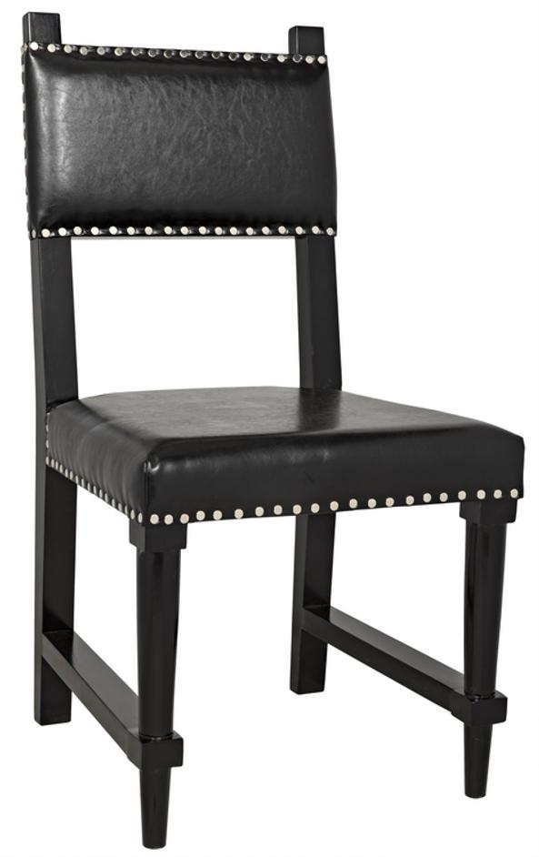 Kerouac Birch Chair in Distressed Black Leather by Noir Furniture
