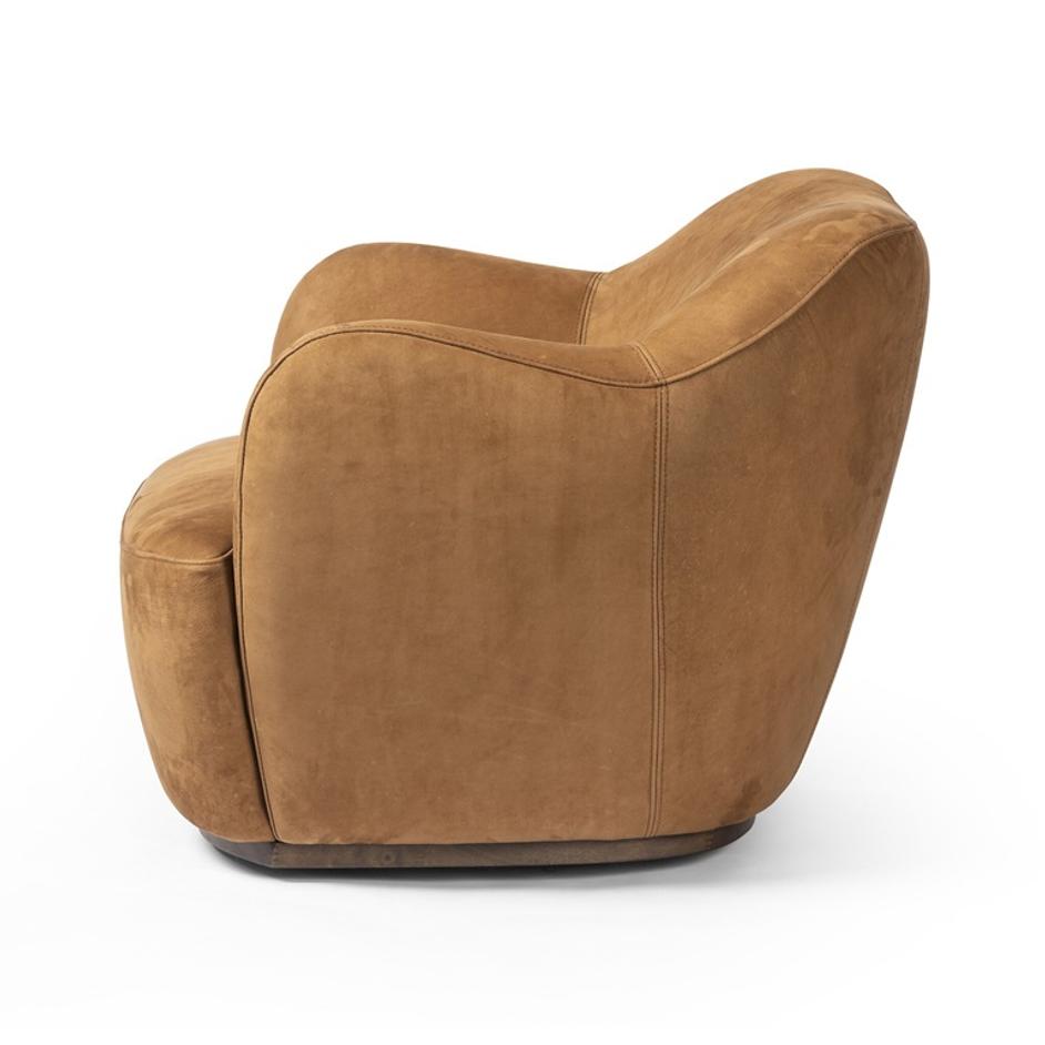 Julius Swivel Chair In Nubuck Cognac by Four Hands