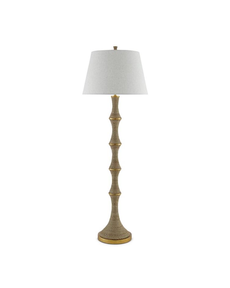 Bourgeon Floor Lamp In Natural & Gold by Currey & Company