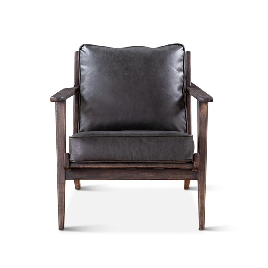 Bobby Black Leather Armchair by Home Trends & Design