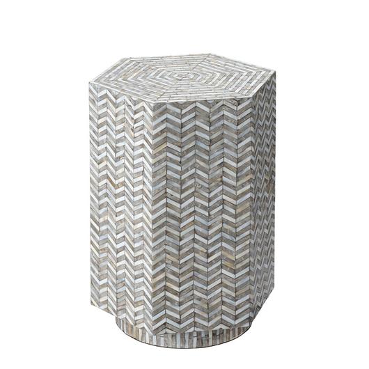 Brando Mother of Pearl Textured Hexagon Side Table by Jamie Young