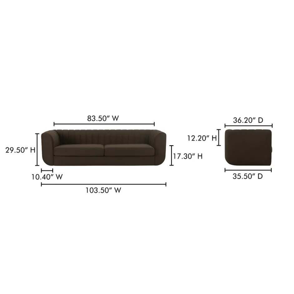 Rosy Sofa Dark Brown by Moes Home