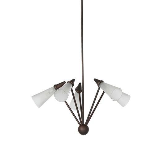 Ludwig Chandelier In Rust-Frosted Glass-Black Cord by Four Hands