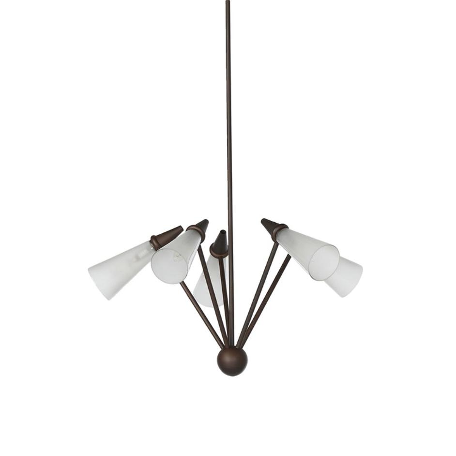 Ludwig Chandelier In Rust-Frosted Glass-Black Cord by Four Hands
