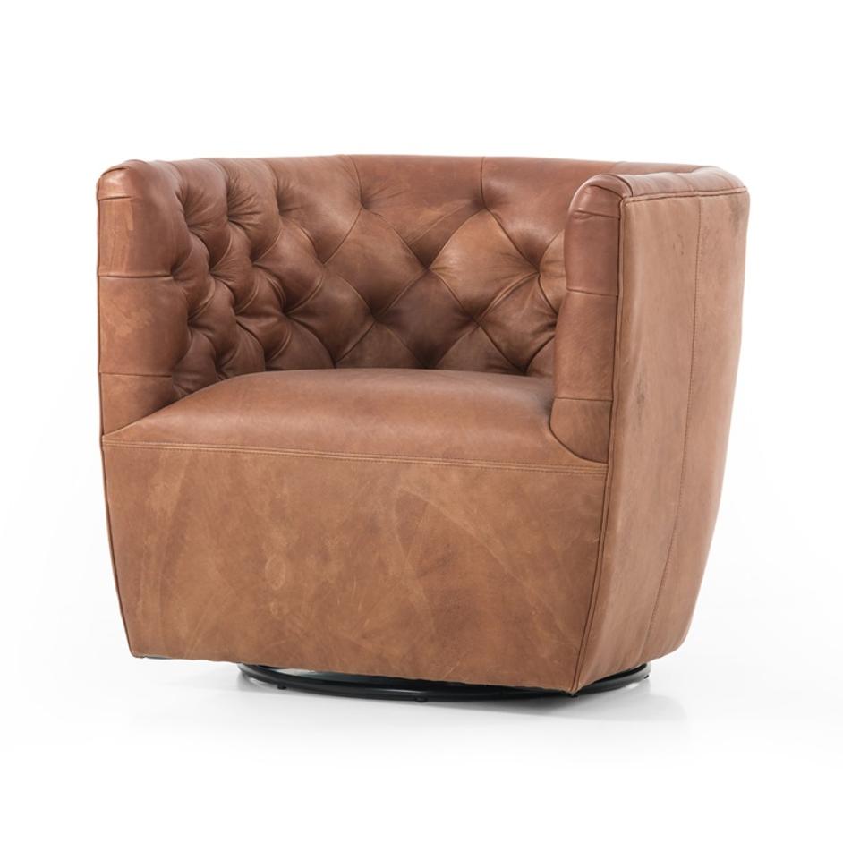 Hanover Swivel Chair In Heirloom Sienna by FOUR HANDS