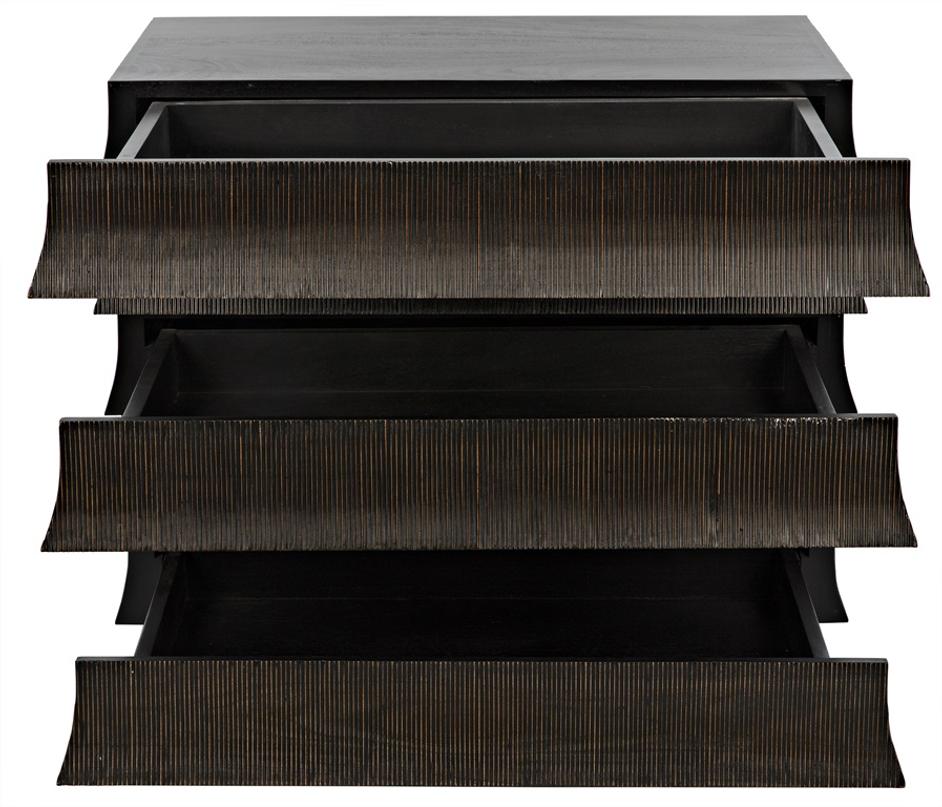 Ava Mahogany Dresser in Hand-Rubbed Black with Light Brown Highlights by Noir Furniture