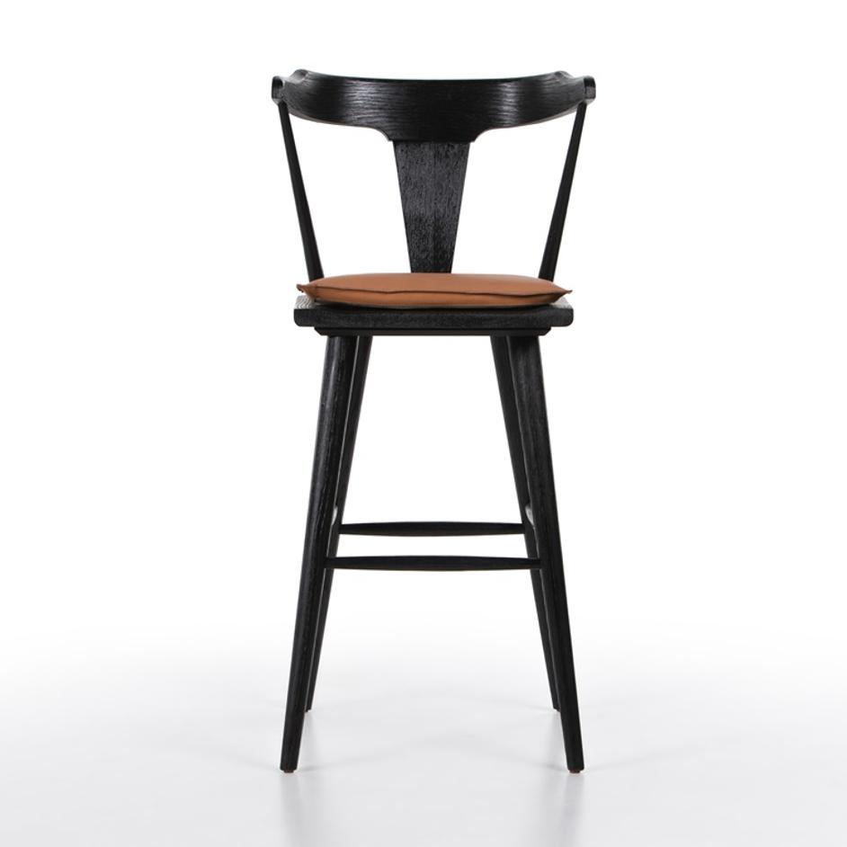 Ripley Stool With Cushion In Black Oak In Bar by FOUR HANDS