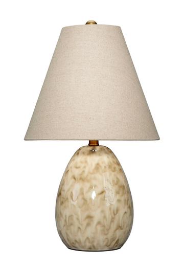 Raindrop Ceramic Table Lamp with Linen Shade, Off White by Jamie Young