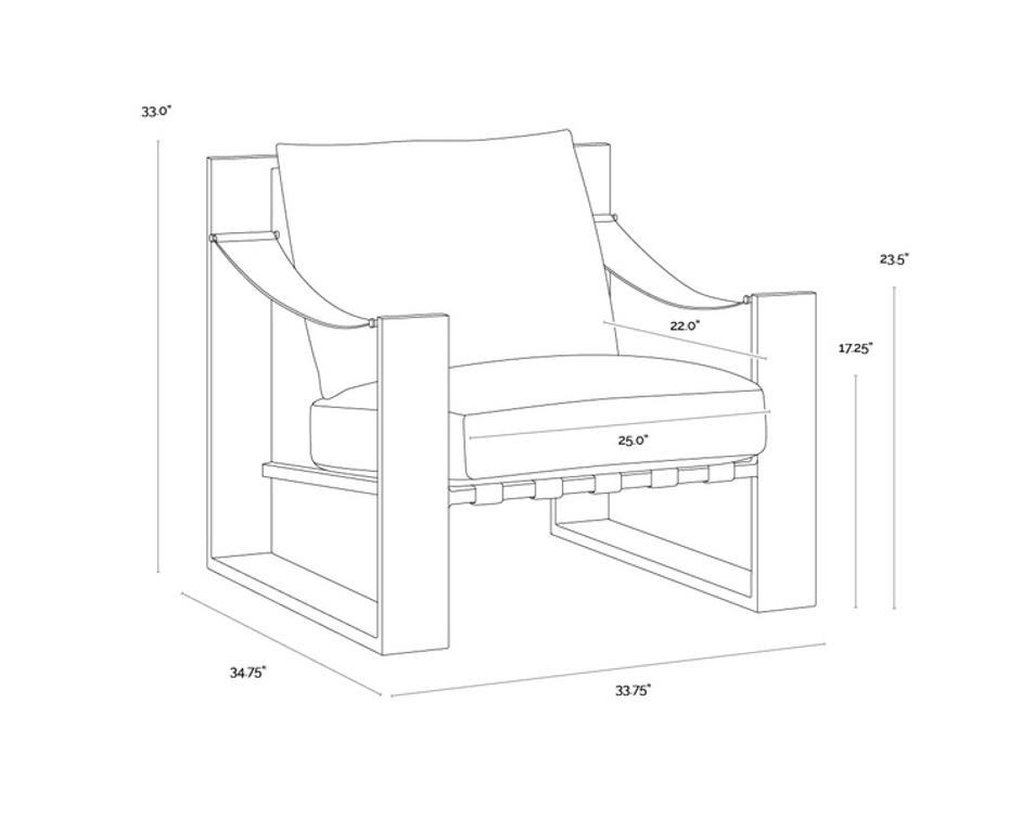 BERKE LOUNGE CHAIR - GUNMETAL - TAN LEATHER by Sunpan