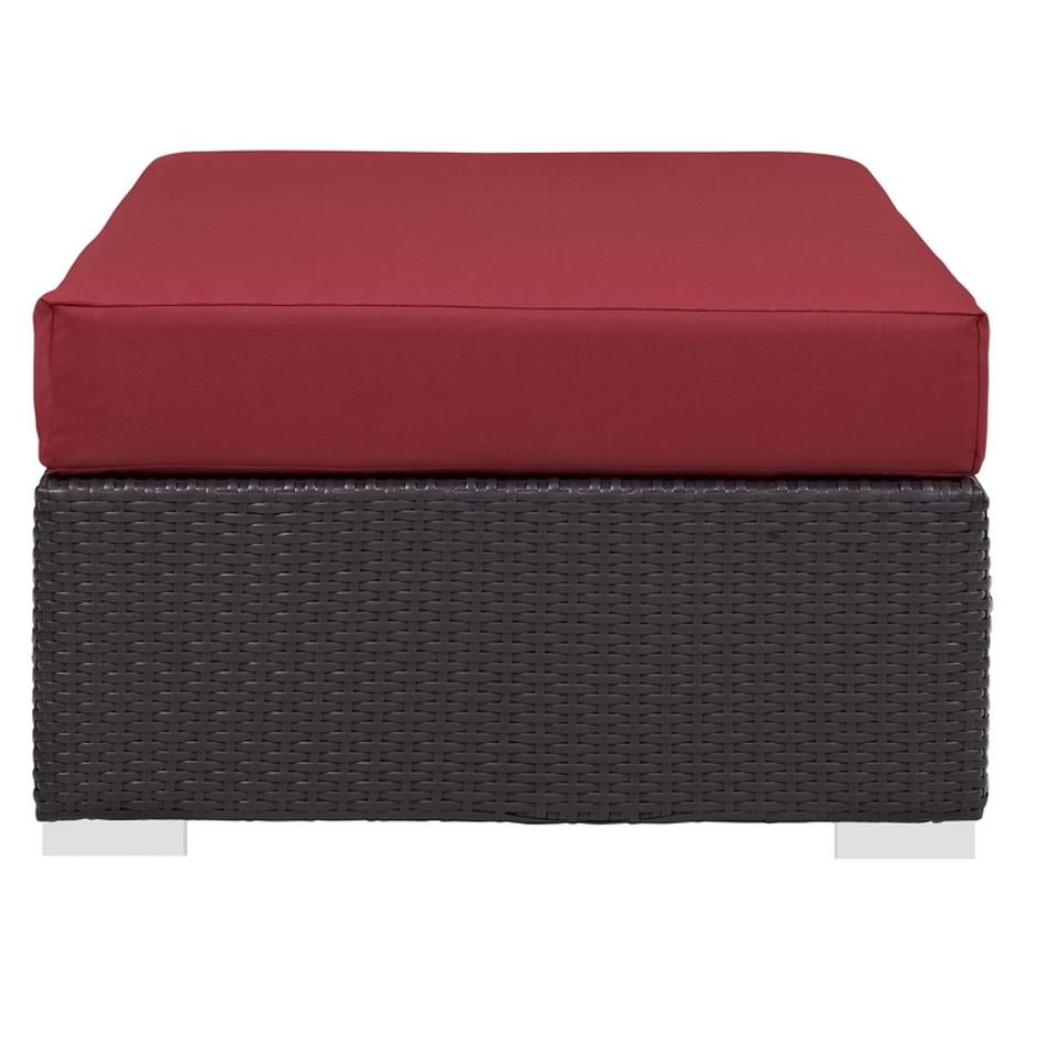Minerva Outdoor Patio Fabric Rectangle Ottoman In Espresso Red by Modway Furniture