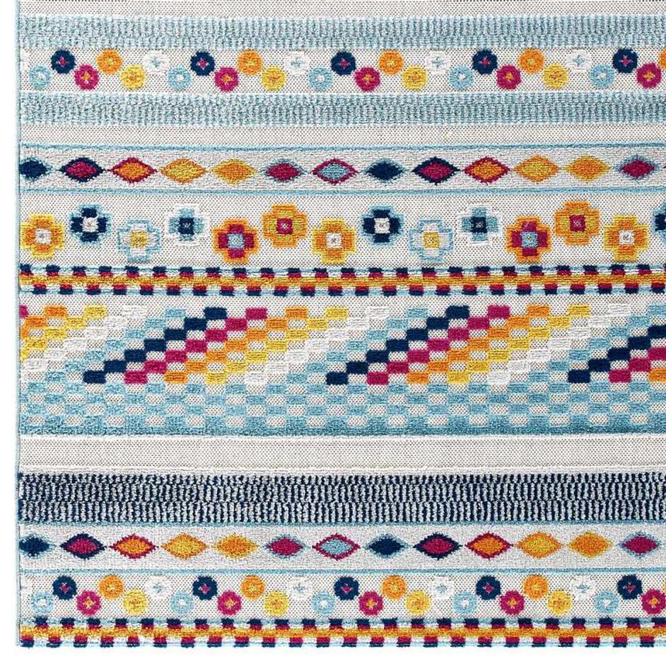 Burket Cadhla Vintage Abstract Geometric Lattice 5X8 Indoor And Outdoor Area Rug In Multicolored by Modway Furniture