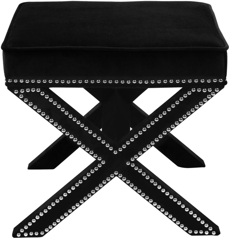 Alan Ottoman/Bench In Black Velvet by Meridian Furniture