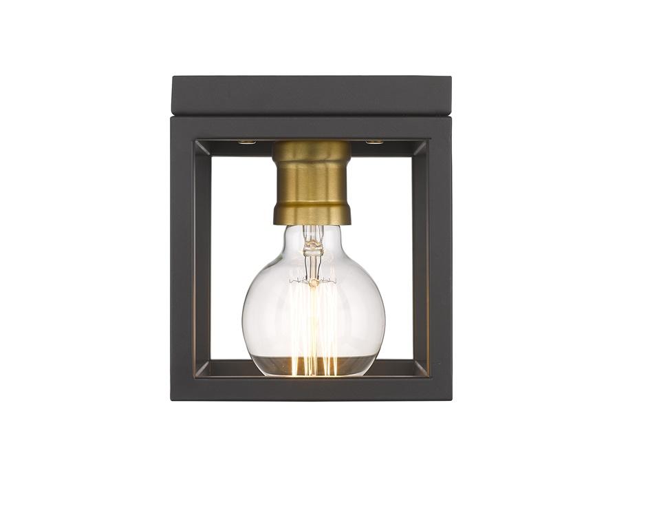 Kube 1 Light Flush Mount in Bronze + Olde Brass Finish by Z-Lite