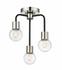 Neutra 3 Light Semi Flush Mount in Matte Black + Polished Nickel Finish by Z-Lite