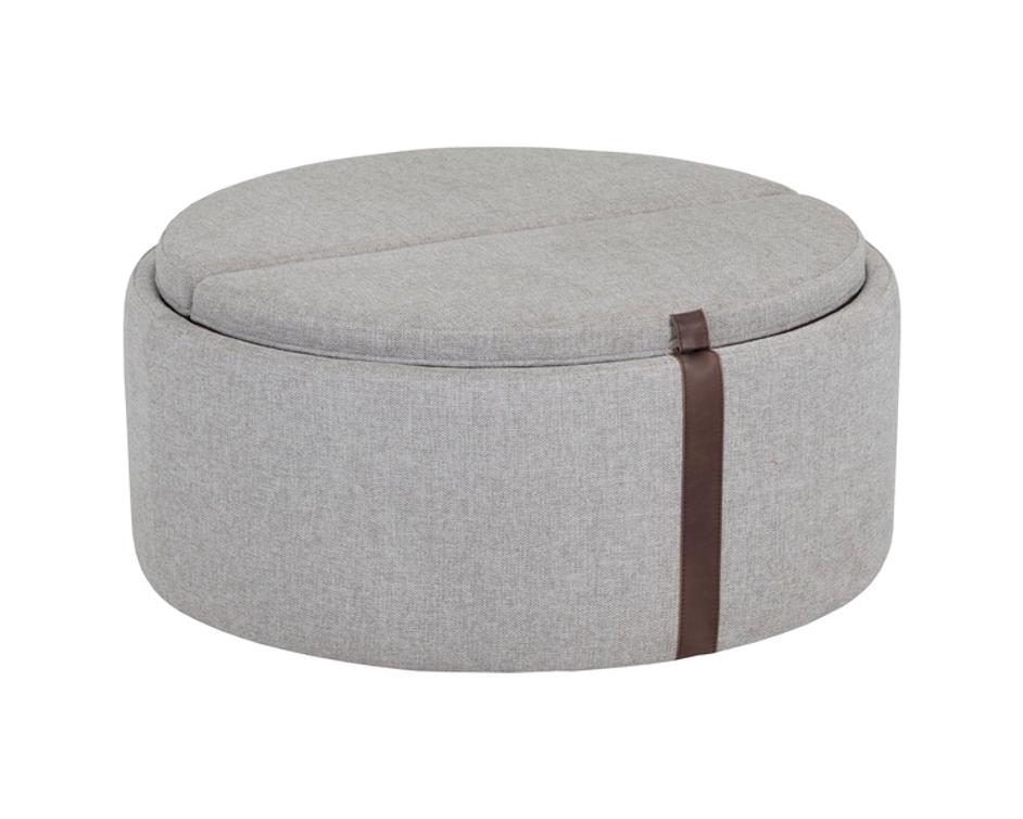 BORELLI WHEELED STORAGE OTTOMAN - BELFAST HEATHER GREY / AUTUMN CHESTNUT by Sunpan