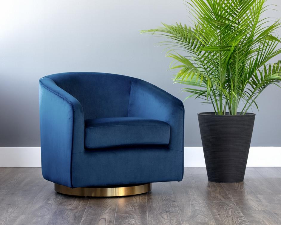 Hazel Swivel Chair - Navy Blue Sky by Sunpan