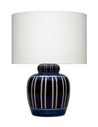 Arthur Ceramic Table Lamp with Linen Shade, Navy Blue by Jamie Young