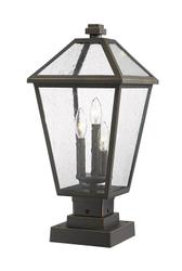 Talbot 3 Light Outdoor Pier Mounted Fixture in Rubbed Bronze Finish by Z-Lite
